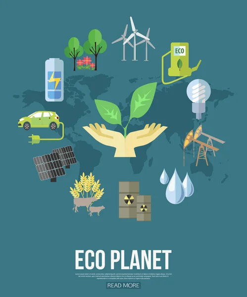 Concepto de diseño Eco planeta — Vector de stock