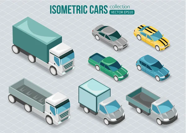 Ensemble de voitures isométriques — Image vectorielle