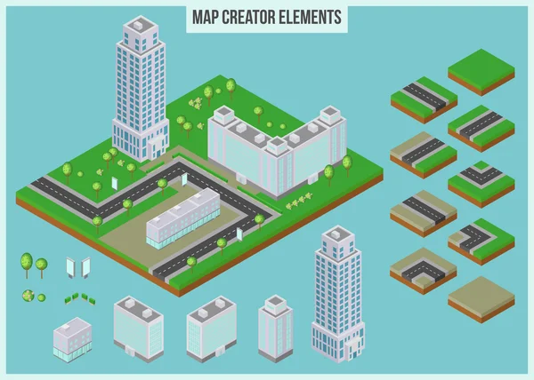 Στοιχεία δημιουργός χάρτη για την πόλη κτίριο — Διανυσματικό Αρχείο