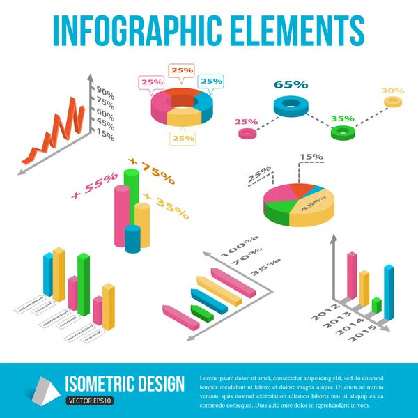 Eléments infographiques isométriques — Image vectorielle