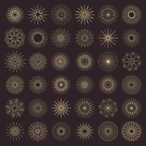 Vintage outlined sunburst set