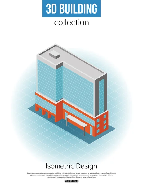 3d icona isometrica edificio alto — Vettoriale Stock