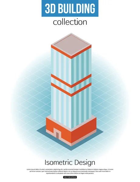 3D Isometrisk hög byggnad ikonen — Stock vektor