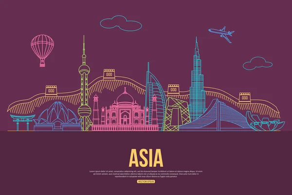 Asia travel background — стоковий вектор