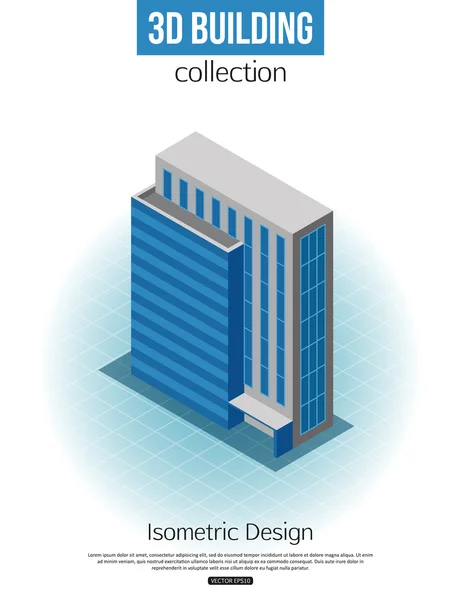 Icône isométrique 3d grand bâtiment — Image vectorielle