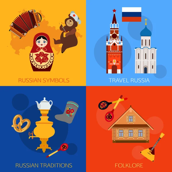 Set of Russia travel compositions — Stockvector