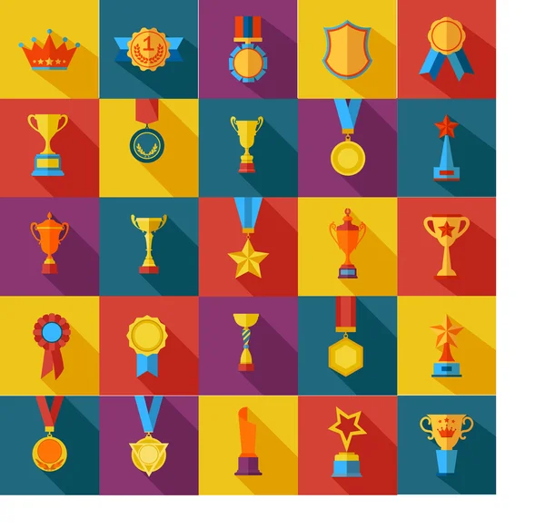 Conjunto de iconos de premios planos — Vector de stock