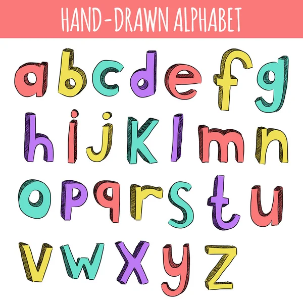 Handgezeichnetes farbenfrohes englisches Alphabet — Stockvektor