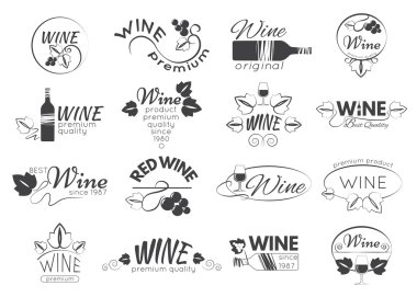 Set of wine labels, badges