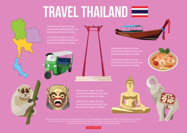 Thaiföld utazási háttér — Stock Vector