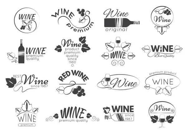 Ensemble d'étiquettes de vin, badges — Image vectorielle