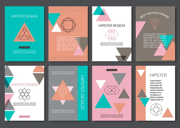 Tarjetas con símbolos triangulares hipster . — Vector de stock