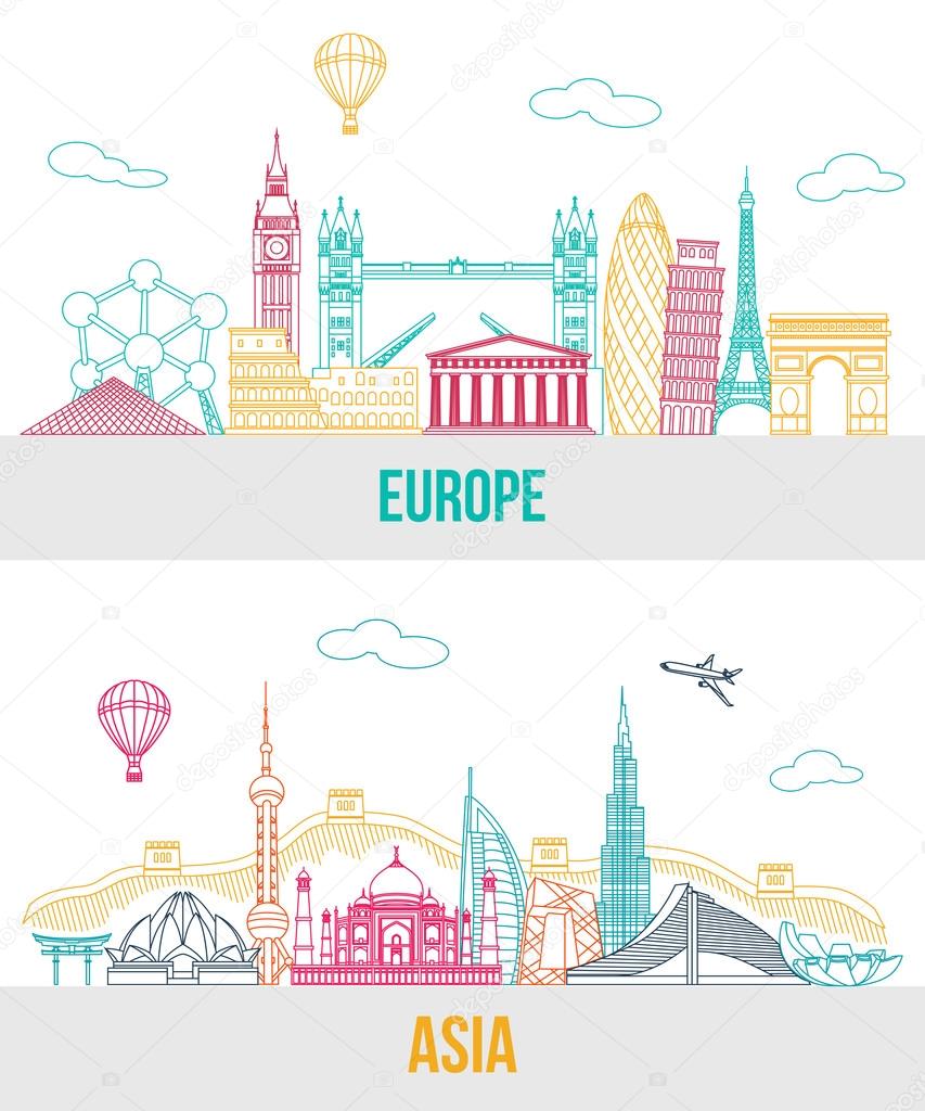 2Europe and Asia travel background