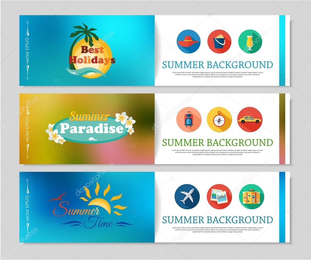 summer holidays and travel banners.