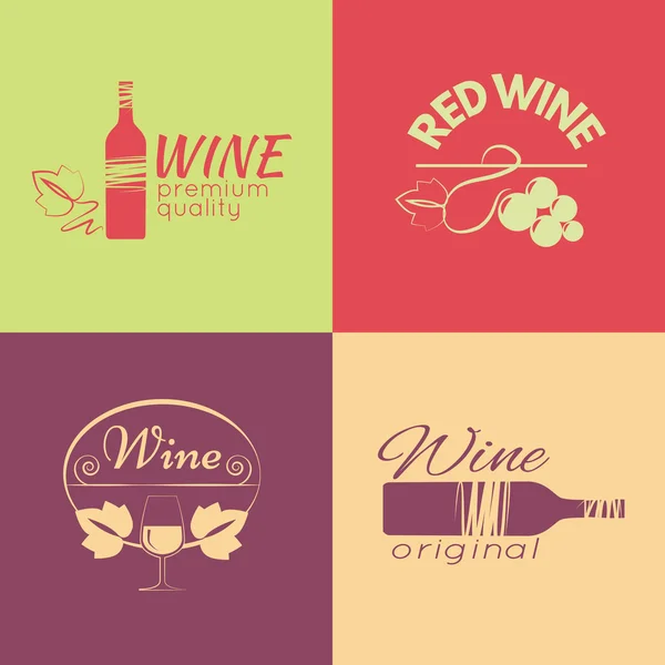 Ensemble d'étiquettes, d'insignes et de logos de vin — Image vectorielle