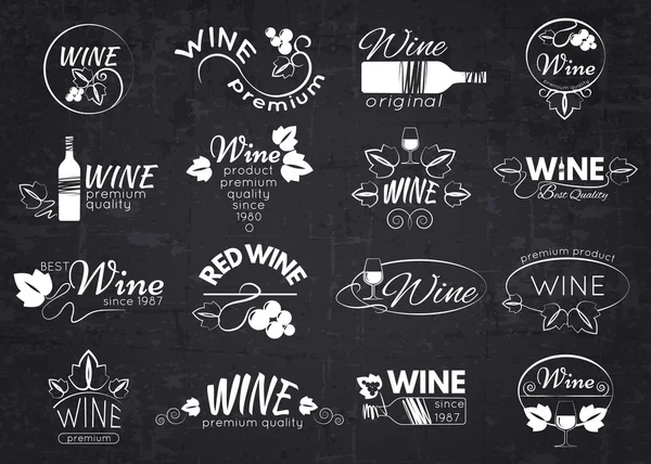 Ensemble d'étiquettes de vin, badges — Image vectorielle