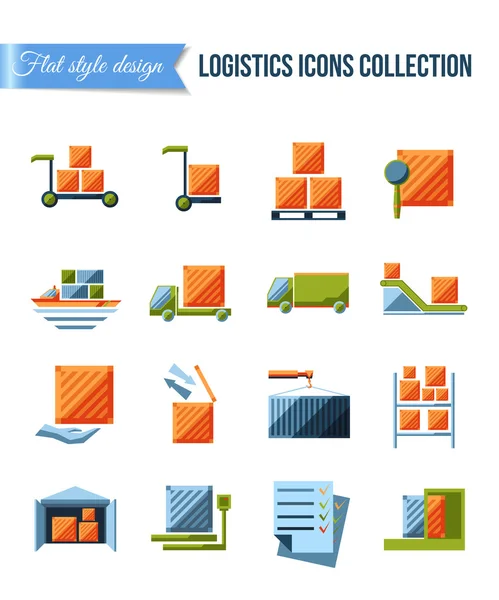 Conjunto de iconos planos de entrega — Vector de stock