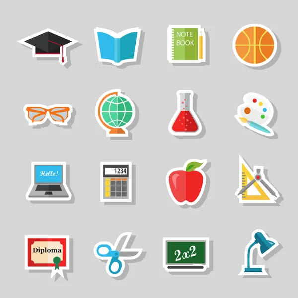 Educación Iconos planos — Vector de stock