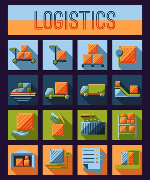 Set of logistics and delivery systems icons — Stock Vector