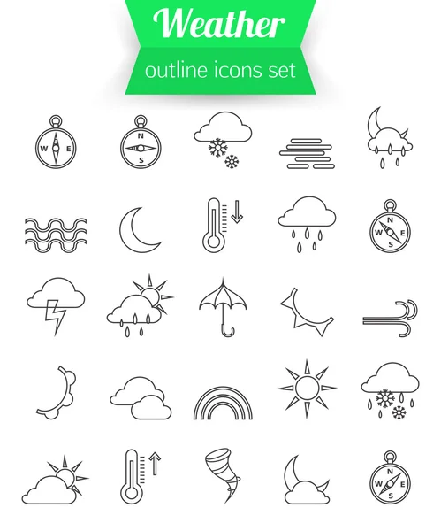 Set of outline weather icons — Stock Vector