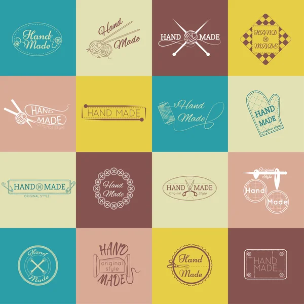 Set of hand made labels, badges — Stockvector