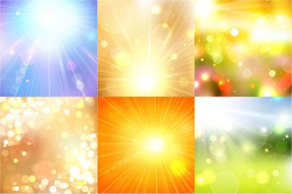 Set of summer shining magical background — Stock Vector