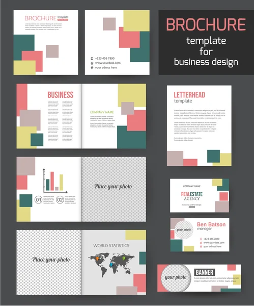 Set of corporate business stationery brochure — Stockový vektor