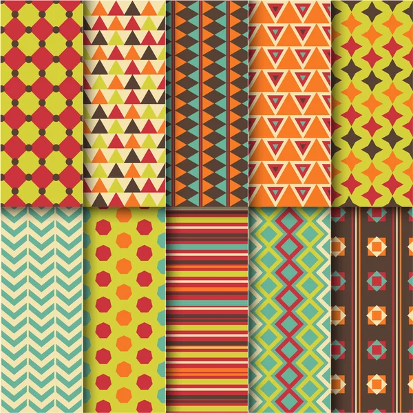 Set van naadloze kleurrijke retro patronen — Stockvector