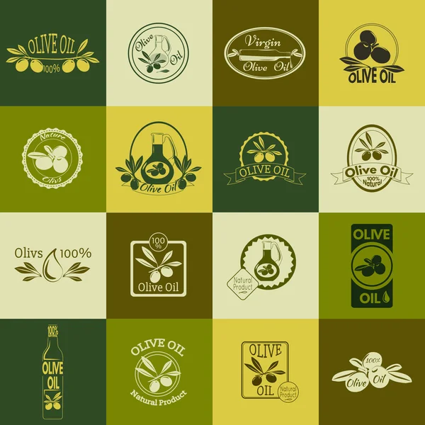 Set de etiquetas de aceite de oliva, insignias — Vector de stock