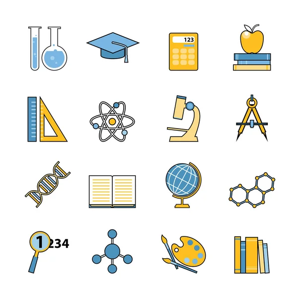 Conjunto de iconos de línea de educación y aprendizaje — Vector de stock