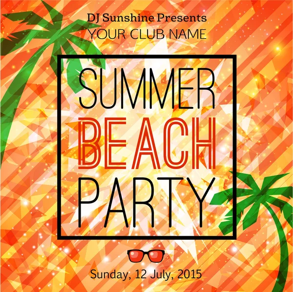 Summer party typographical template poster — Stockvector