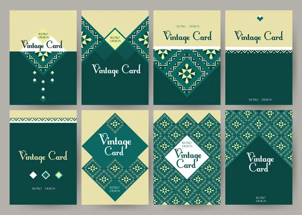 Conjunto de modelos de cartão vintage criativo — Vetor de Stock