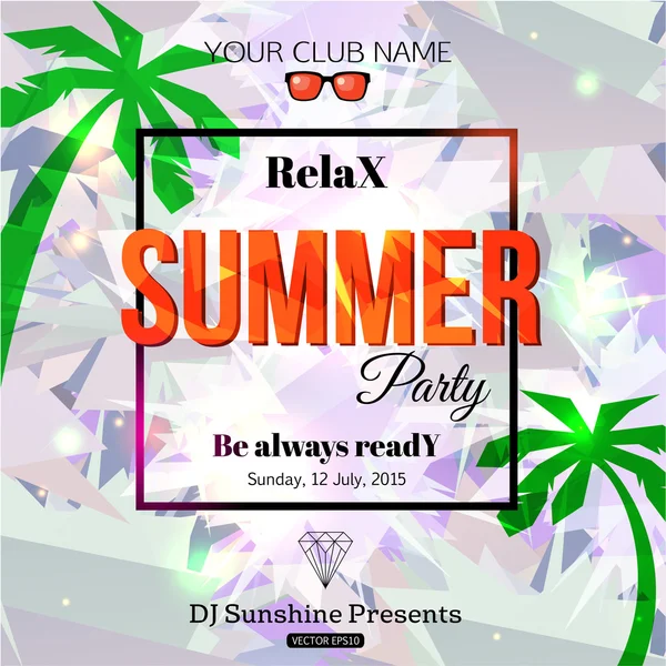 Summer party typographical template poster — Stockový vektor