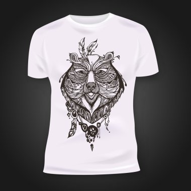 T-shirt baskı tasarımı ayı kafası.