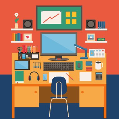 Flat design work place icon