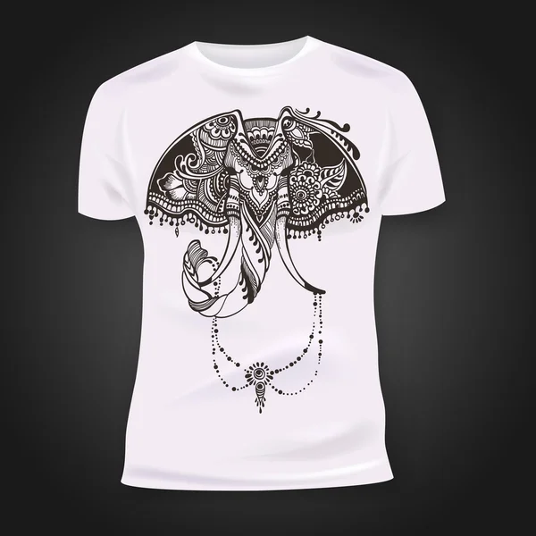 T-shirt print ontwerp met olifant hoofd — Stockvector