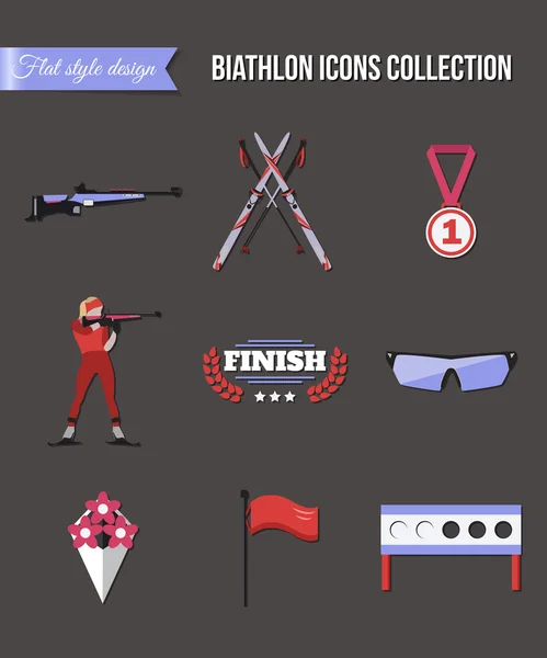 Biatlon Icons set. — Stok Vektör