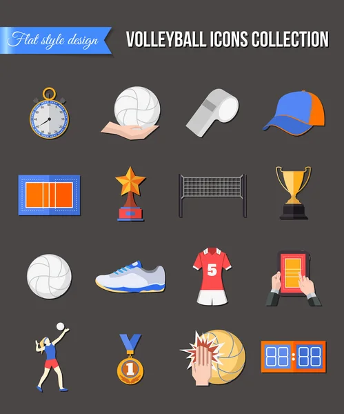 Conjunto de ícones de voleibol . — Vetor de Stock