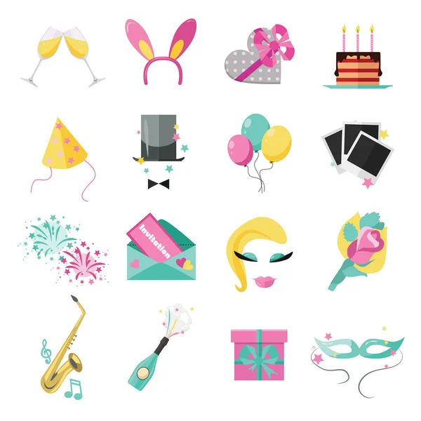 Set di icone per feste e feste — Vettoriale Stock