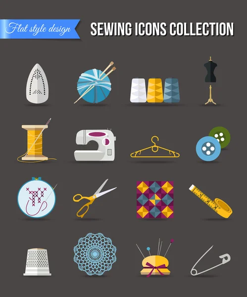 Conjunto de iconos hechos a mano y de costura — Archivo Imágenes Vectoriales