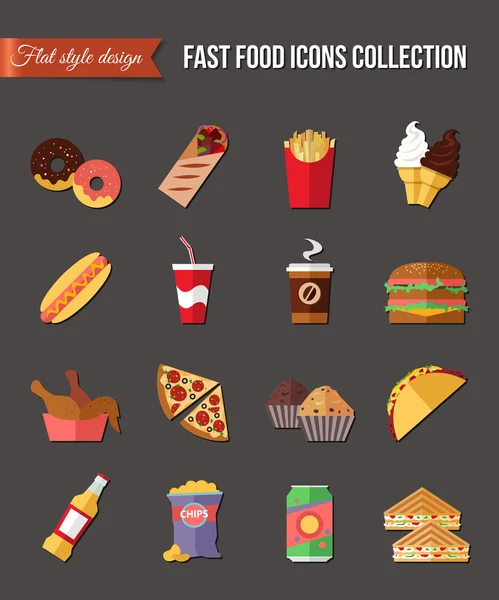 Colorful food and drinks icons. — Stok Vektör