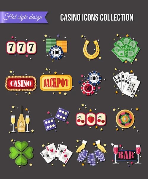 Set of colorful casino icons — Stock Vector