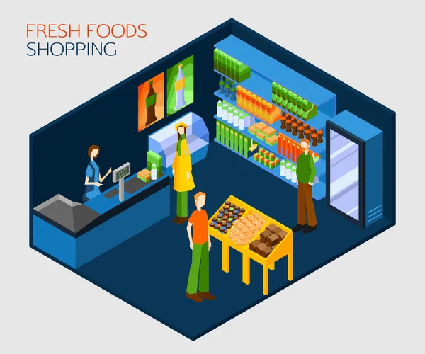 Concepto de compra de alimentos frescos . — Vector de stock