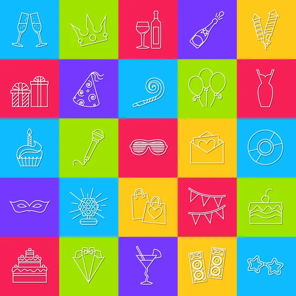 Set of outline holiday and party icons. — Wektor stockowy