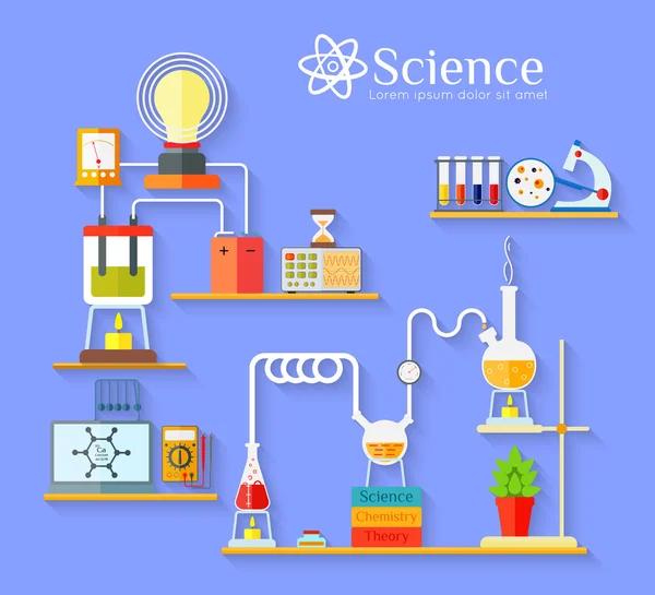 Espace de travail de laboratoire chimique — Image vectorielle