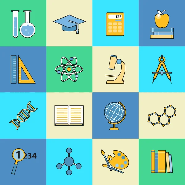 Conjunto de iconos de línea de educación y aprendizaje . — Vector de stock