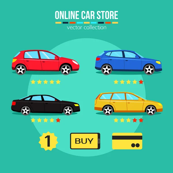 Online auto winkel — Stockvector