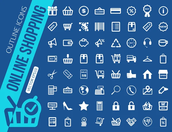 Mega collection of outline shopping icons. — Stock Vector