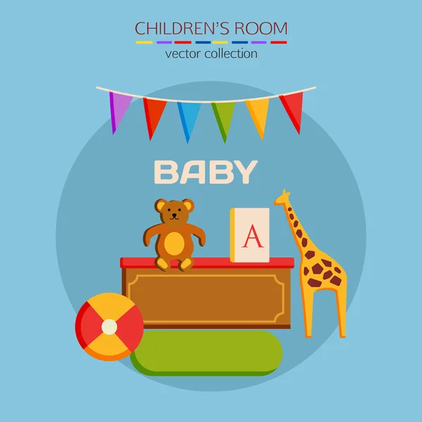 Flat design children room — Stock Illustration Flat design children room Stock Vector