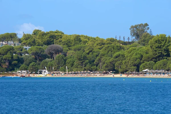 Skiathos Řecko 2020 Krásná Písečná Pláž Ráji Pláži Koukounaries Ostrově — Stock fotografie